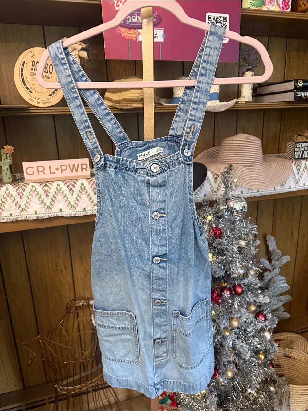 Arizona Jean Company Light Wash Denim Overall Dress